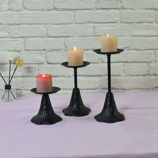 Black Iron Candle Holder European Retro Creative Honeycomb Pattern Candle Holder Candlelight Dinner Home Decoration Ornaments