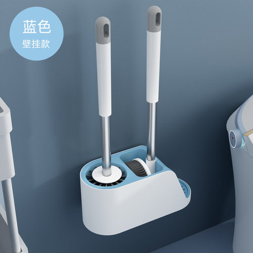 Toilet brush with no dead ends, household punch-free toilet brush, wall-mounted bathroom shelf cleaning set artifact