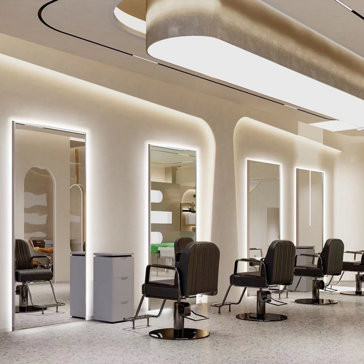 Espejo de peluquería con lámpara de línea para salón de peluquería, espejo de corte de pelo, espejo de pared, espejo de peluquería