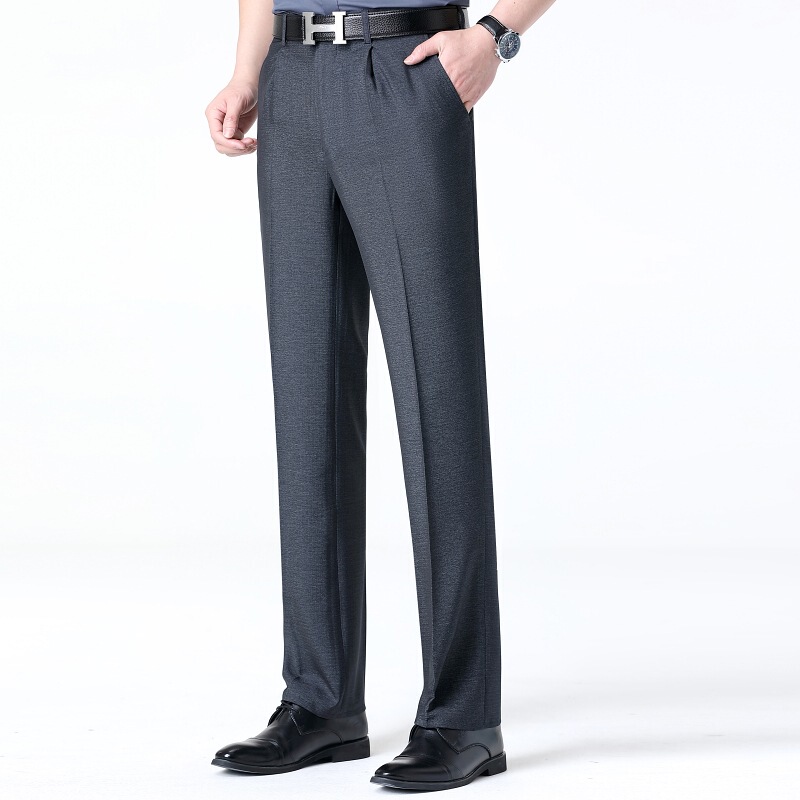 Brand 2026 Summer Thin Silk Trousers for Men, High-Waisted Straight-Leg Loose Business Casual Pants for Middle-Aged and Elderly Men Brand 2026 Summer Thin Silk Trousers for Men, High-Waisted Straight-Leg Loose Business Casual Pants for Middle-Aged and Elderly Men