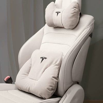 Headrest: Model 3 New Version/Y/S/X Headrest - horn-model-off-white-tesla-headrest-lumbar-support-one-each