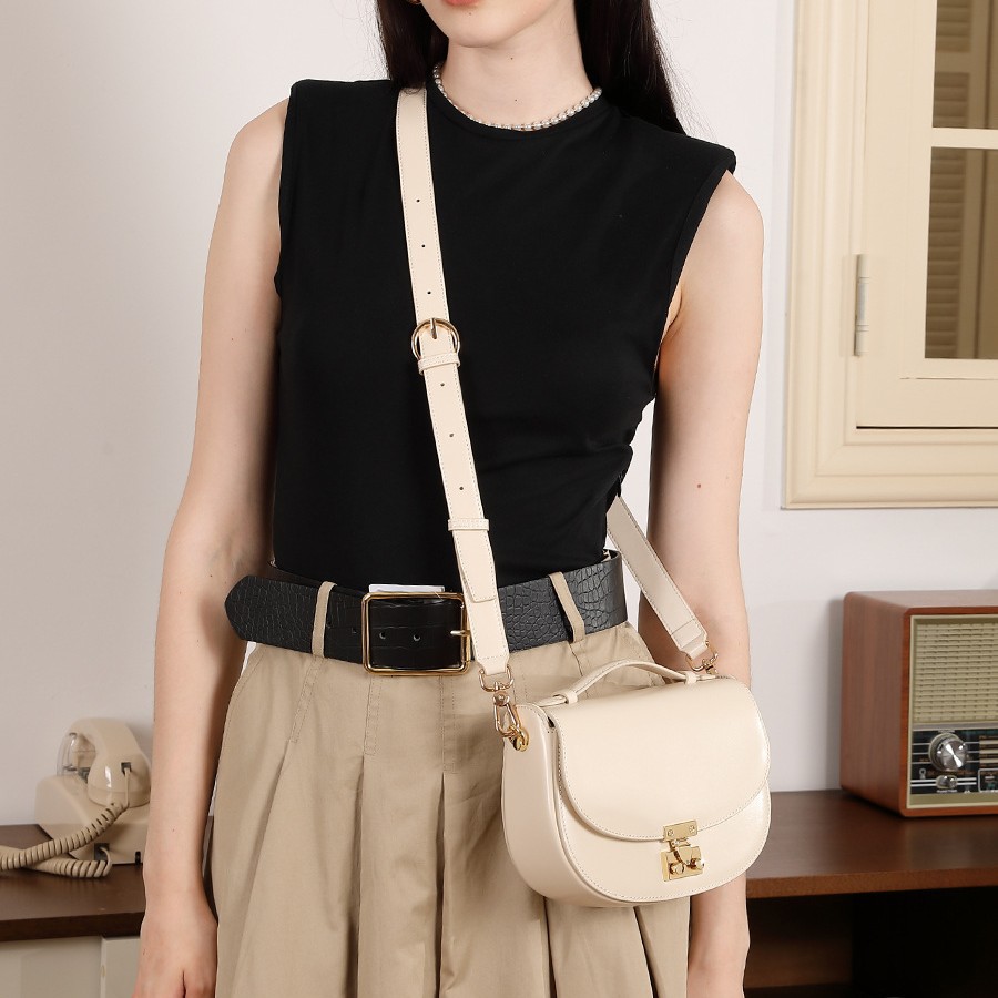 2026 New Half-Moon Genuine Leather Bag Versatile Textured Shoulder Bag Crescent Bag Handheld Saddle Bag For Women - Thumbnail 3