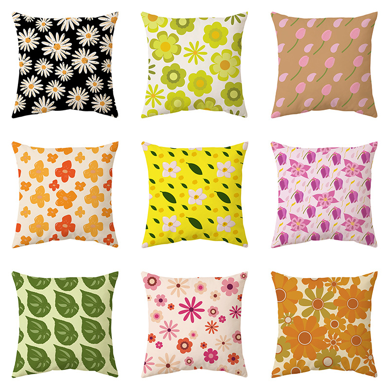 Fodera per cuscino per divano da soggiorno ricamata fresca con fiori solidi rossi nordici Instagram_voghion.com