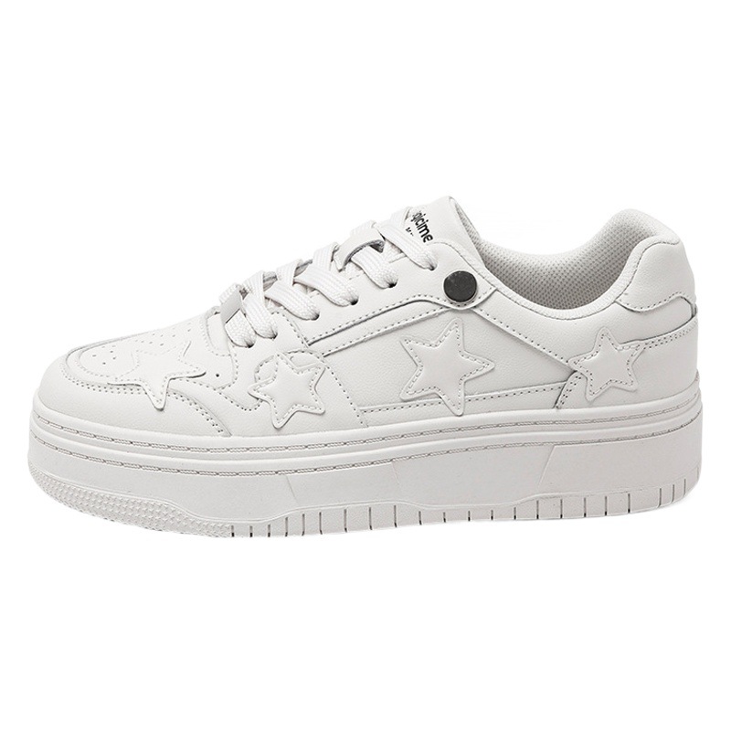 Zapatillas deportivas blancas con detalles en cuero Augu Shiden para mujer, nueva moda primavera 2026, estilo casual, suela gruesa, diseño con bloques de color.