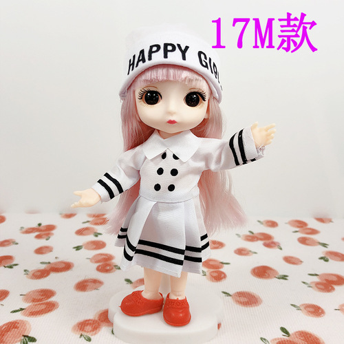 17cm 8 points bjd13 joint 6 inch dress up doll denim wedding dress ob11 clothes suit girl birthday accessories
