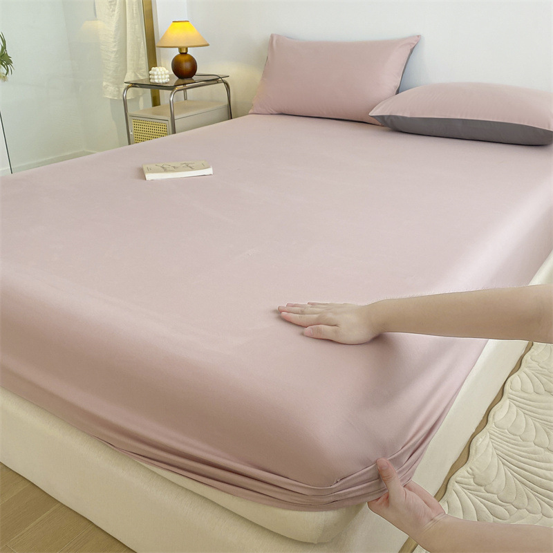 Type APure Cotton Long-staple Cotton Thickened Brushed Bed Sheet Pure Cotton Single Product Bed Bag Solid Color Can Sleep Naked Bed Cover