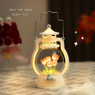 Cross-Border Creative Satchel Pony Lantern Handmade DIY Decoration Gift for Girlfriend, Best Friend and Child Tulip Night Light
