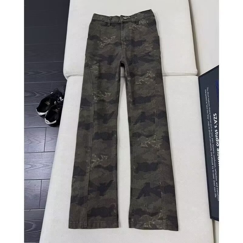 American Retro Camouflage Flared Jeans for Men, Spring and Autumn 2026 New Versatile Low-Waist Slimming Bell-Bottom Pants American Retro Camouflage Flared Jeans for Men, Spring and Autumn 2026 New Versatile Low-Waist Slimming Bell-Bottom Pants