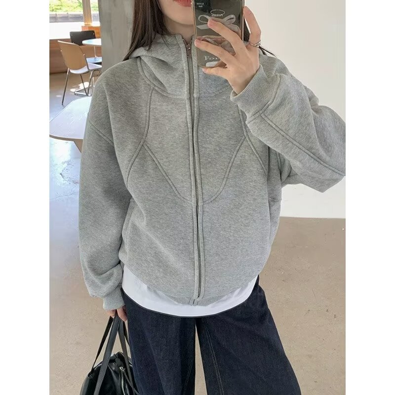 American-style heavyweight high-neck hooded sweatshirt, unisex, trendy, loose-fitting design, zip-up hoodie, sporty couple's jacket American-style heavyweight high-neck hooded sweatshirt, unisex, trendy, loose-fitting design, zip-up hoodie, sporty couple's jacket