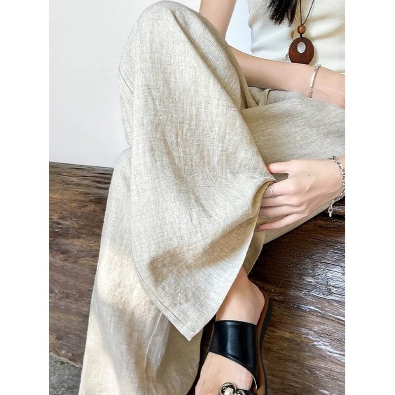 100% Linen Straight-Leg Pants for Women, Summer 2026, Thin High-Waisted, Drapey Ice Silk Yamamoto-Style Narrow Wide-Leg Pants 100% Linen Straight-Leg Pants for Women, Summer 2026, Thin High-Waisted, Drapey Ice Silk Yamamoto-Style Narrow Wide-Leg Pants