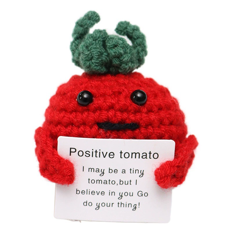 Трансграничная популярная пряжа для вязания крючком, пряжа для вязания в стиле "позитивной энергии" (картофель), пряжа для вязания крючком "помидор" (позитивная энергия), готовая кукла, связанная крючком.