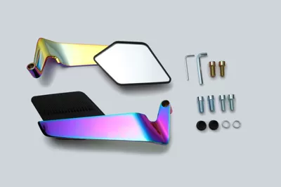 Cross-Border Motorcycle Rearview Mirror Scooter Maverick No. 9 Fixed Wing Rearview Mirror Universal Aluminum Alloy Reversing Mirror (Motorcycle rearview mirror) - burnt-blue-black-mirror-shell