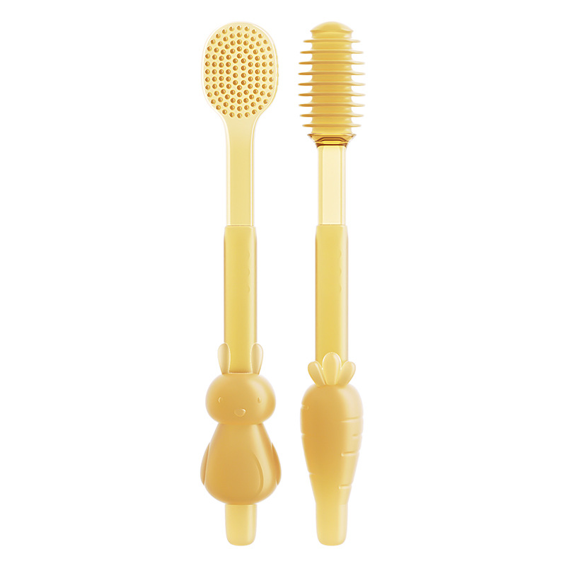 Cepillo de dientes infantil 0 - 3 dientes de limpieza oral infantil dientes de silicona cepillo suave cepillo de lengua caja de almacenamiento