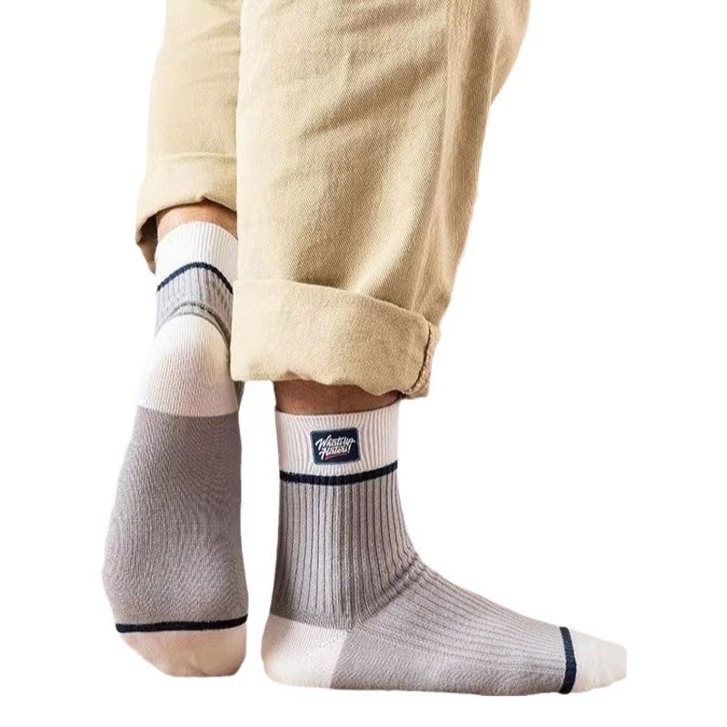 Calcetines de hombre algodón transpirable primavera verano media pantorrilla absorbentes deportivos casuales