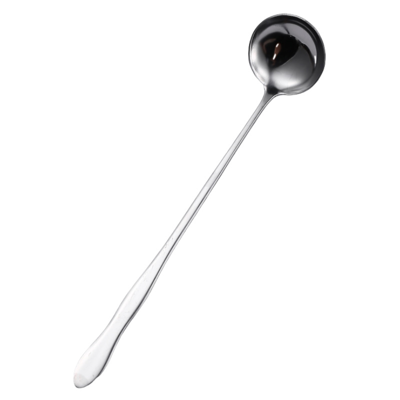 Stainless steel lengthened round spoon gourd-shaped long handle coffee mixing spoon bar ice Spoon buffet restaurant seasoning oil spoon