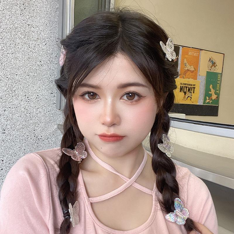 Hada de primavera arco flequillo clip lateral chica frente roto clip de pelo neto rojo trenzado clip de pelo de pico de pato clip tocado