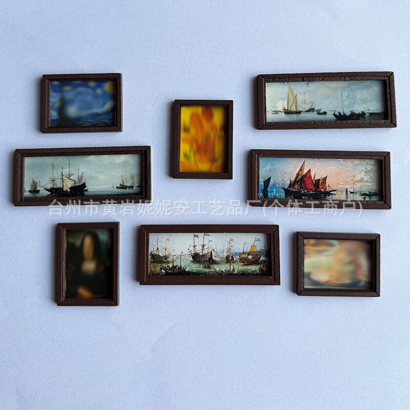 Dollhouse Dollhouse Living Room Scene Accessories Simple Famous Oil Painting Mural DIY Cabin Mini Furniture Model