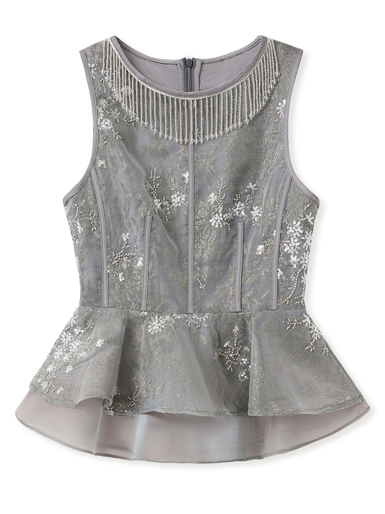 Áo hai dây nữ thêu đính hạt jacquard phong cách Tân Trung Hoa — áo vest