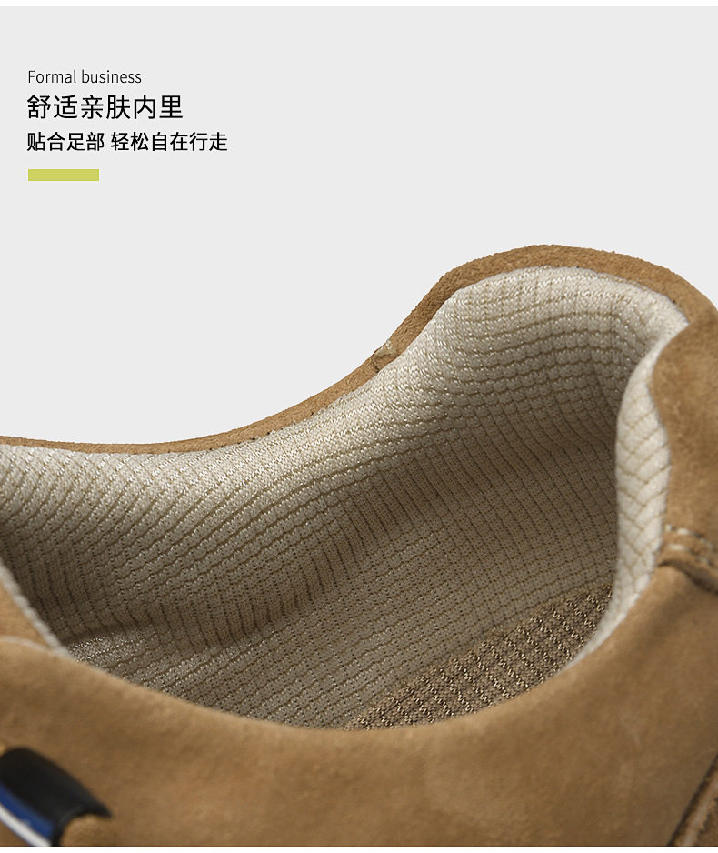 Giày sneaker nam da thật lộn nhung đế dày cổ thấp dáng thể thao — Màu vàng 2633, Màu xám 2633 chi tiết 7