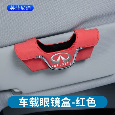 sunglasses card storage glasses | Car Glasses Clip/Bill Clip - suede-glasses-case-infiniti-red