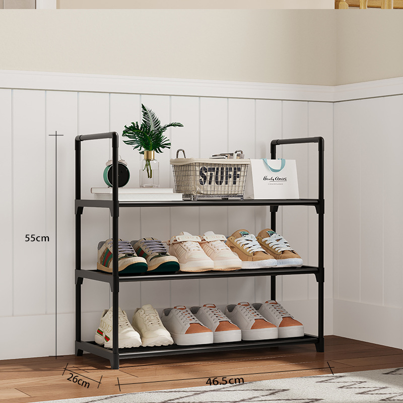 Estante de zapatos simple puerta doméstica multicapa interior hermoso alquiler zapatos armario dormitorio estrecha puerta de entrada pequeña fuerte image 8