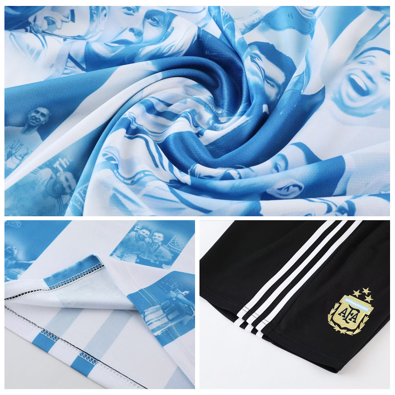 Verano Argentina fútbol uniforme niños traje de los hombres al aire libre correr deportes de secado rápido Massey Jersey mujeres adultas al por mayor