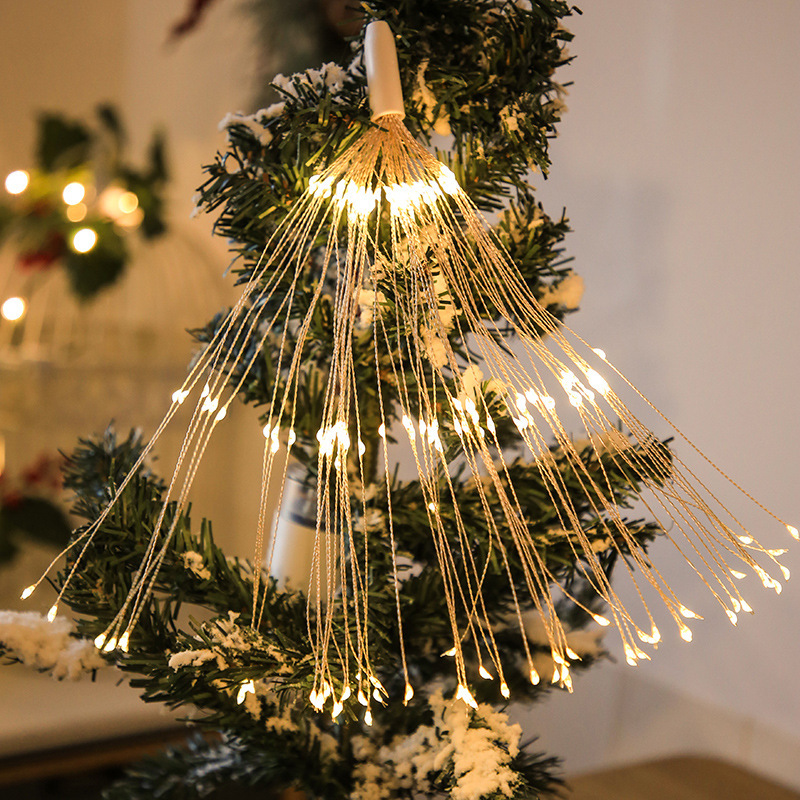 Led Fireworks String Lights Christmas Room Decoration Decorative Lights Starry Sky Solar Battery Remote Control Indoor