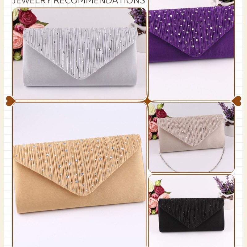 Cross-border evening bag women's manufacturer handbag crossbody fashion hot white diamond bag cover pleated round bottom evening bag