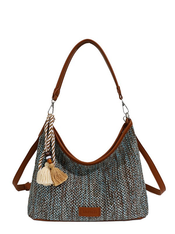 Bolso de tejido de gran capacidad para mujeres 2026 nuevo nicho de moda super caliente mochila de hombro de viaje ocio bolsa de mano image 6