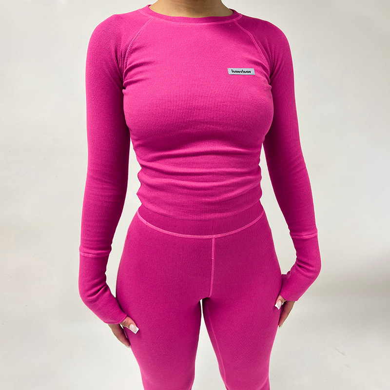 Amazon cross-border women's clothing 2024 autumn new slim long sleeve top sports yoga leggings suit wholesale