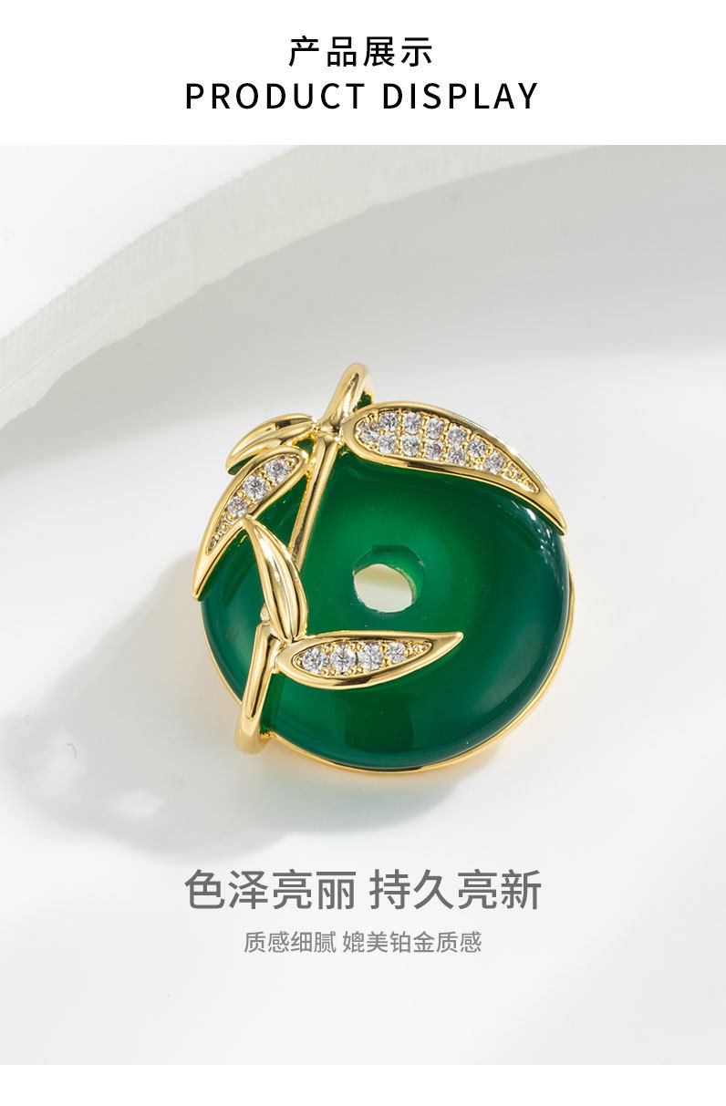 新品竹报平安扣胸针时尚百搭个性胸花节节高升祖母绿古