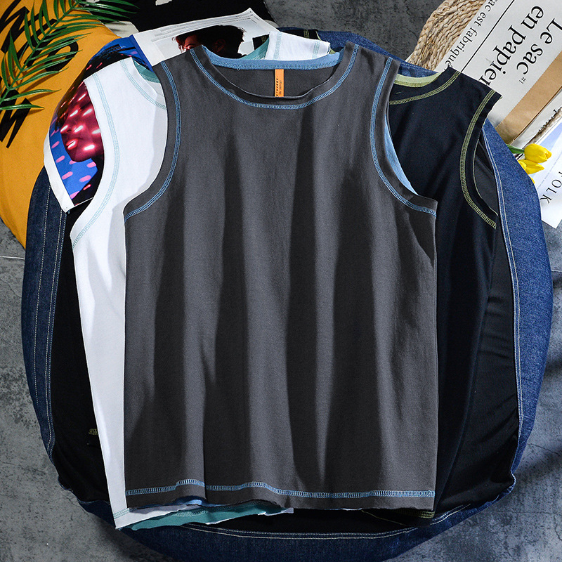 Korean INS new loose casual straight down the vest spring summer solid color boast of men and women quick-drying T-shirt