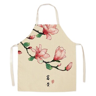 Fugui auspicious imitation hemp apron parent-child adult children safe Chinese anti-fouling Apron cooking apron