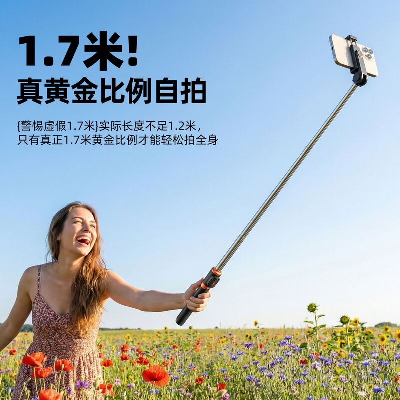 Mobile Phone Selfie Stick Integrated Tripod Stand Portable Remote Control Photo Stand for Live Streaming