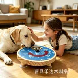 木质狗抓板可旋转猫狗宠物喂食碗可清洗不锈钢盆宠物狗狗磨指甲板