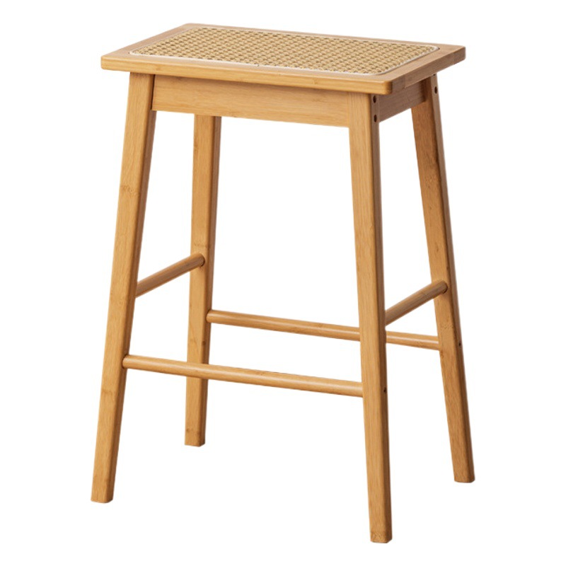 Taburete alto de ratán Taburete alto grueso para el hogar retro japonés, banco alto fuerte y duradero, banco alto, plataforma de isla de madera maciza, taburete de bar
