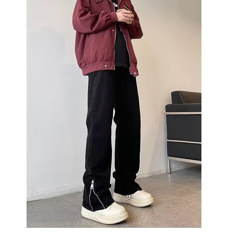 2024 nuevo estilo americano vibe pantalones callejeros marca de moda shuai jeans blancos pantalones delgados rectos