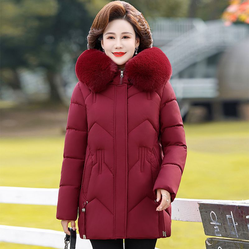 妈妈装加厚棉服中长款棉衣2025年新款大码中老年女装冬季棉袄外套|undefined
