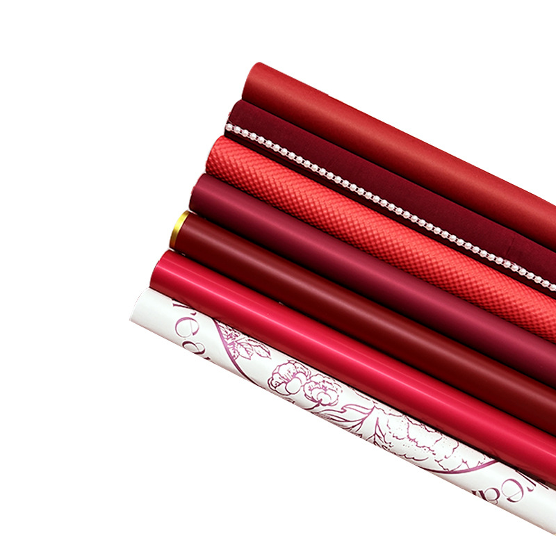 Papel de Regalo Rojo con Diseño de Flores para Bodas, Papel Festivo, Papel de Arte, Materiales de Embalaje Florales, Embalaje de Flores para Manualidades