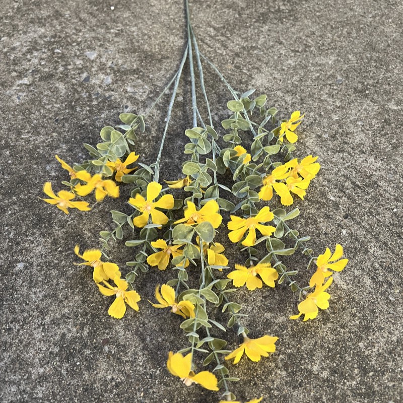 Nueva fábrica de flores artificiales de la boda amarillo leche amarillo limón amarillo fresco al aire libre Salón de la boda decoración flor falsa al por mayor