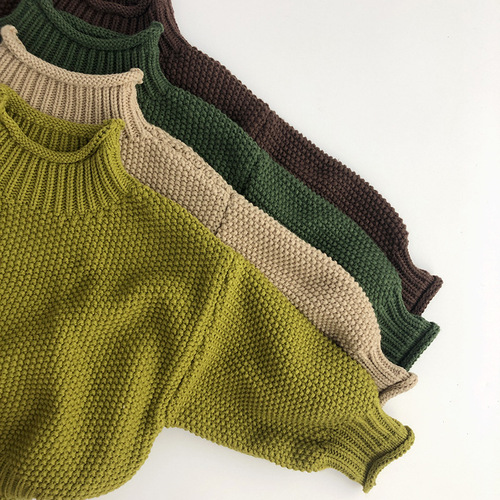 Highly recommended and practical ~ personalized curling ~ children's sweaters, autumn and winter men's and women's trendy Korean style retro knitted turtleneck pullovers