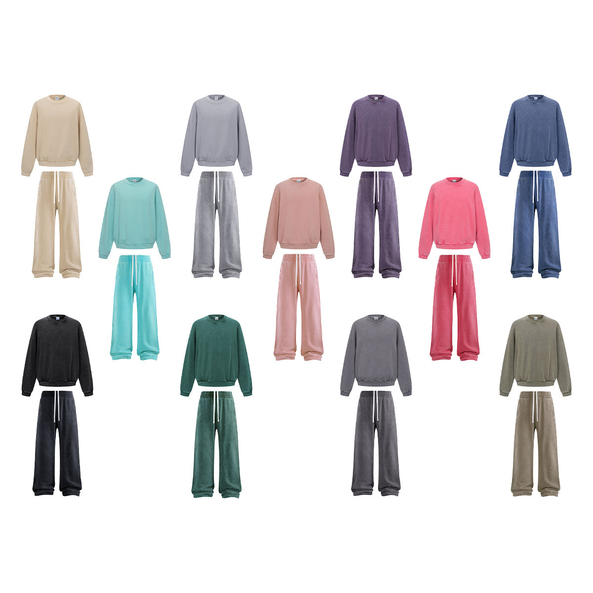 Chain tide hombre| Fuente de venta directa para hacer viejas camisetas parejas set de algodón batim lavado camisetas de cuello redondo pantalones para hombres