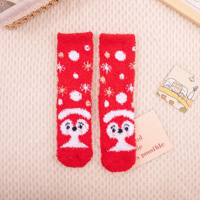Calcetines Navideños Térmicos de Terciopelo de Coral Transpirables y Antibacterianos para Invierno image 6