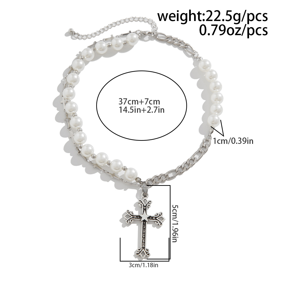 Imitation Pearl, Alloy Material Simple Style Classic Style Cross Imitation Pearl Alloy Wholesale Pendant Necklace