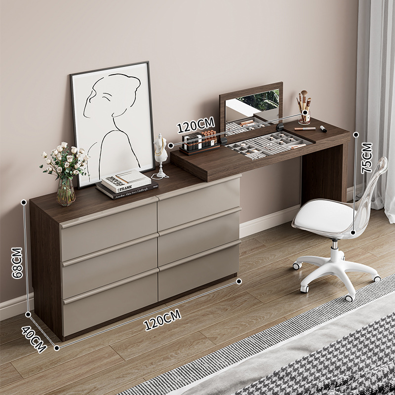 월넛 컬러 120 테이블 + 120 캐비닛 + 회전 의자