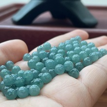 批发冰种蓝水翡翠小散珠天然危料A货高冰翡翠DIY手链圆珠配件项链