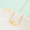 Fashionable universal golden necklace stainless steel, chain, set, earrings, suitable for import, 3 piece set
