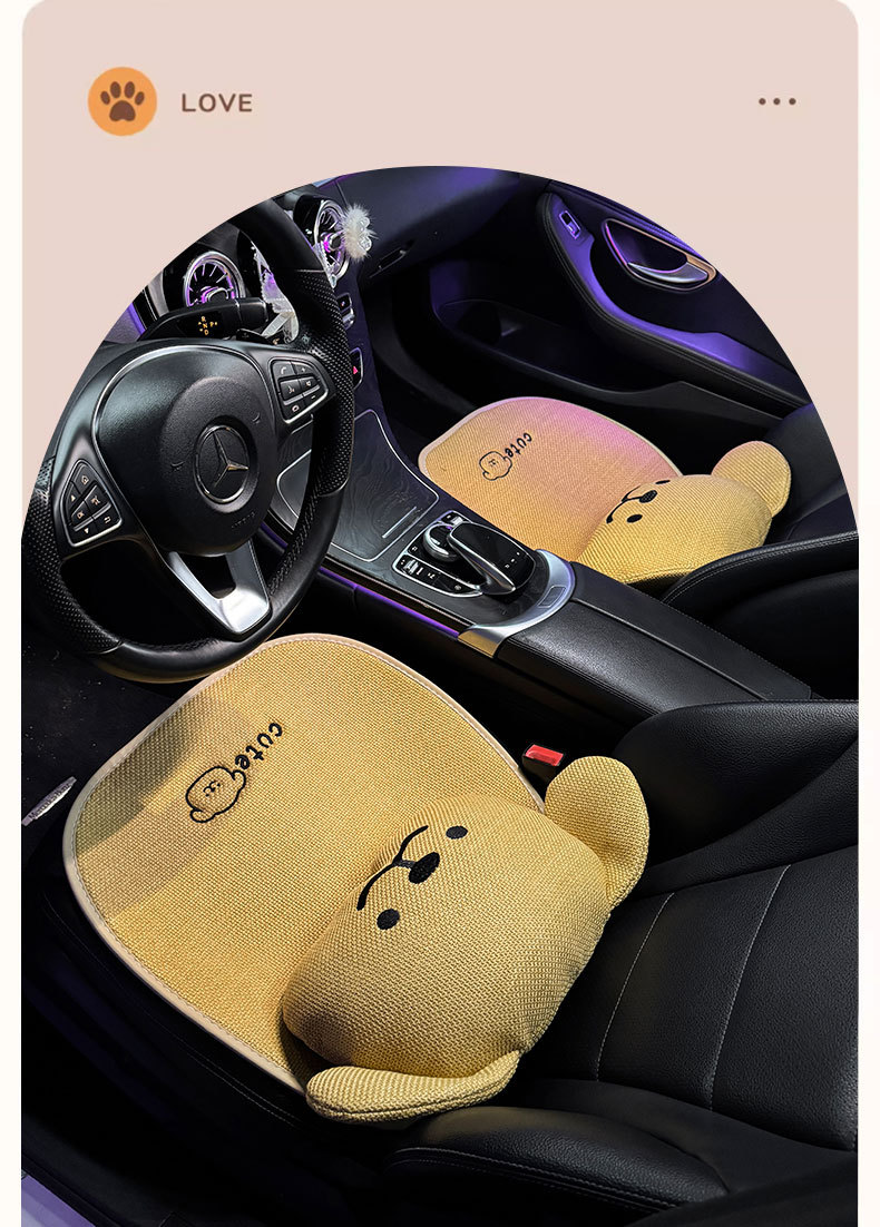 Car Seat Cushion for All Seasons, Cartoon Cute Bear, High-End Feel, Rear Seat Cushion, Single Piece, Driver's Seat Cover