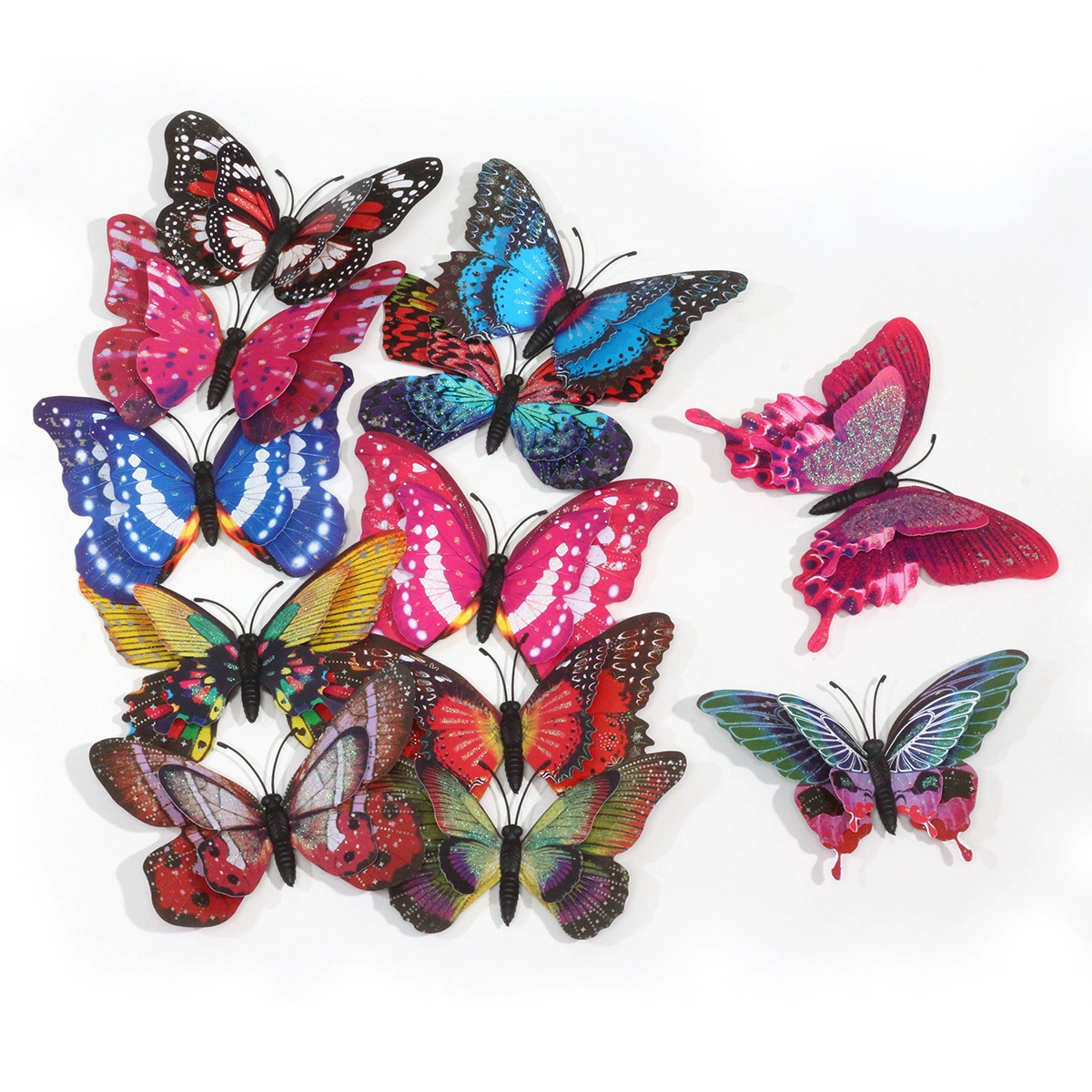 Прямой золотой порошок с фабрики горячее серебро 15 см Двухслойное Моделирование Бабочка наклейки на холодильник лазерные украшения в виде бабочки ПВХ многоцелевой