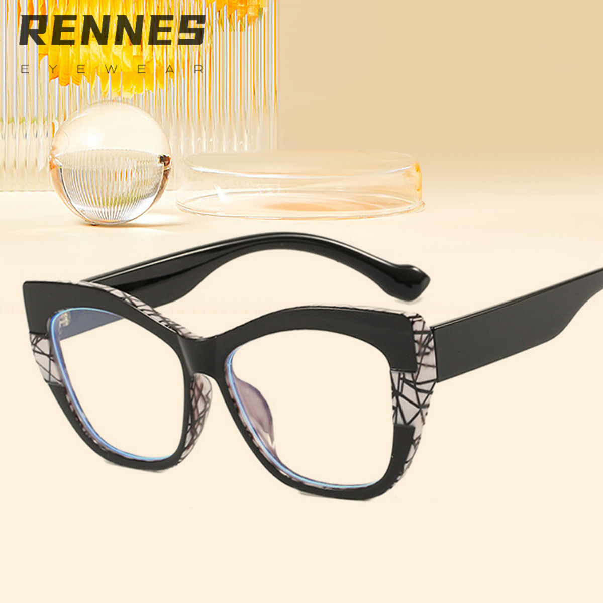 Nuevo TR90 Premium Sense Hit Color Pack Flower Sin maquillaje Gafas anti-luz azul Gafas europeas y americanas con montura grande de ojo de gato con montura de miopía